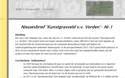 Nieuwsbrief nr. 1 – Project ‘Kunstgrasveld’ v.v. Vorden