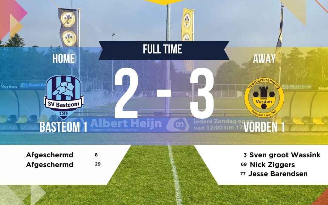 Vorden 1 wint met 3-2 van Basteom in 1e volledige speelweekend bij v.v. Vorden